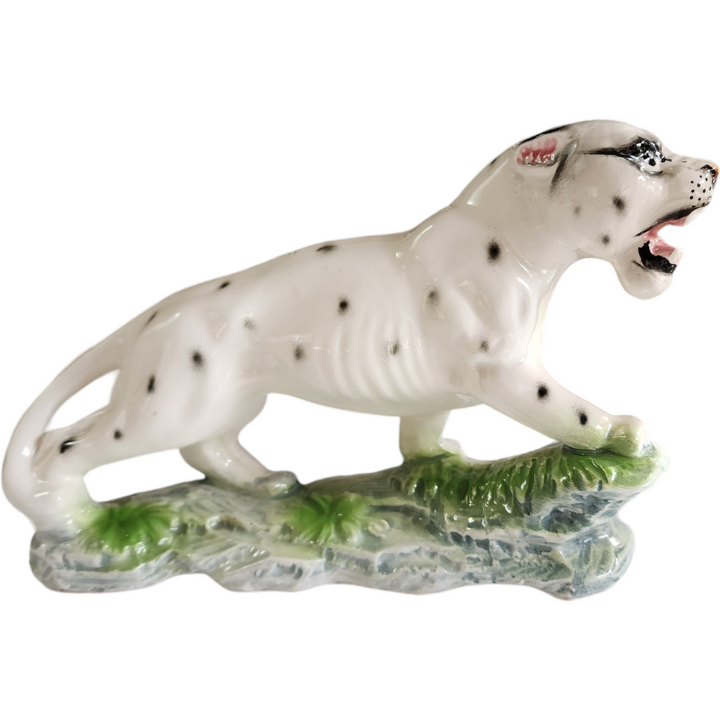 Porcelain Leopard Safari Cat Old Figurine Japan