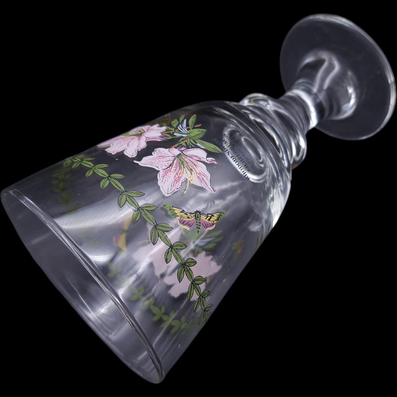 Portmeirion Botanic Garden Handpainted Glassware Water Goblet Rhododendron Luteum  Vintage Flower Glass