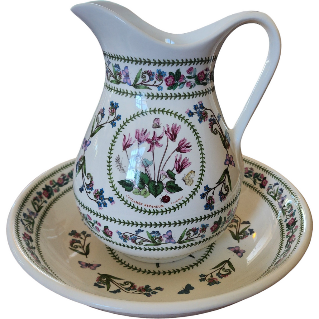 Portmeirion Variations Cyclamen 56 Oz Pitcher & Basin 11" Set