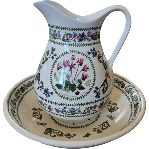 Portmeirion Variations Cyclamen 56 Oz Pitcher & Basin 11" Set