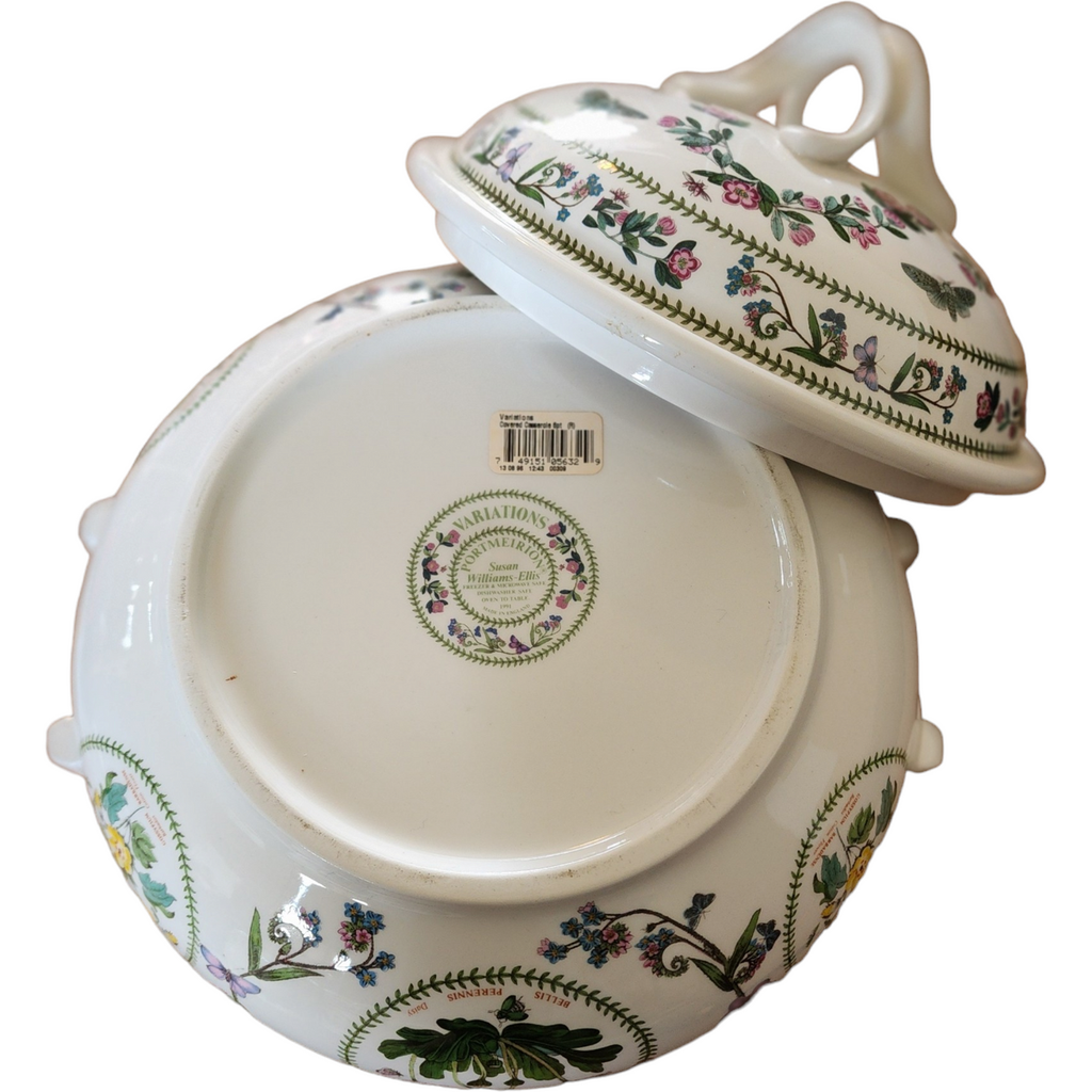 Portmeirion Variations Daisy 3 Qt Round Romantic Shape Covered Casserole
