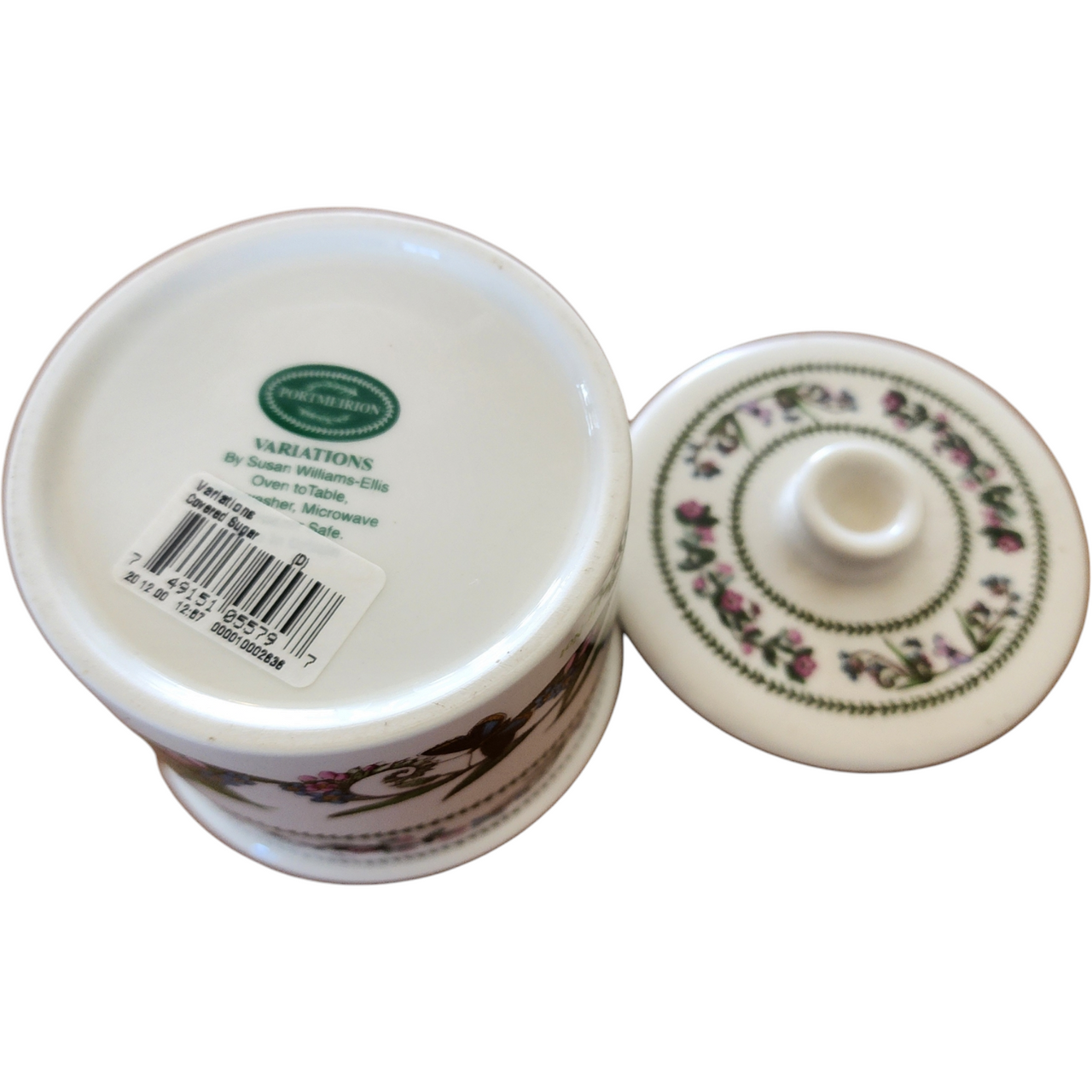 Portmeirion Variations Forget Me Not Drum Sugar Bowl & Lid