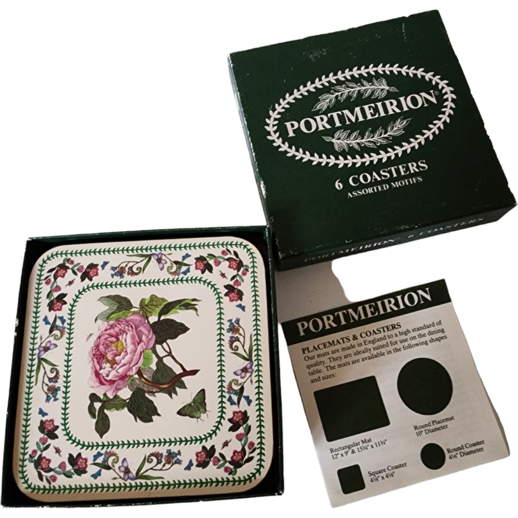Portmeirion Variations Square Corkback Coasters Set of 6 Motifs