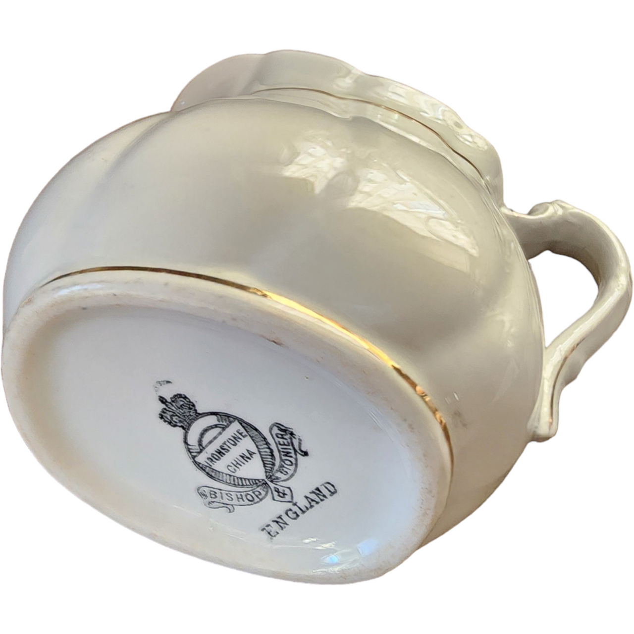 Powell Bishop & Stonier Royal Ironstone Gold Trim Farmhouse Creamer