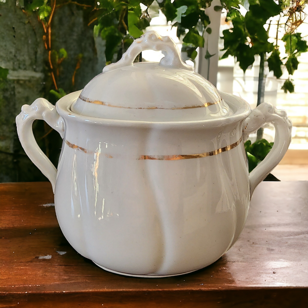 Powell Bishop & Stonier Royal Ironston Gold Trim Farmhouse Sugar Bowl