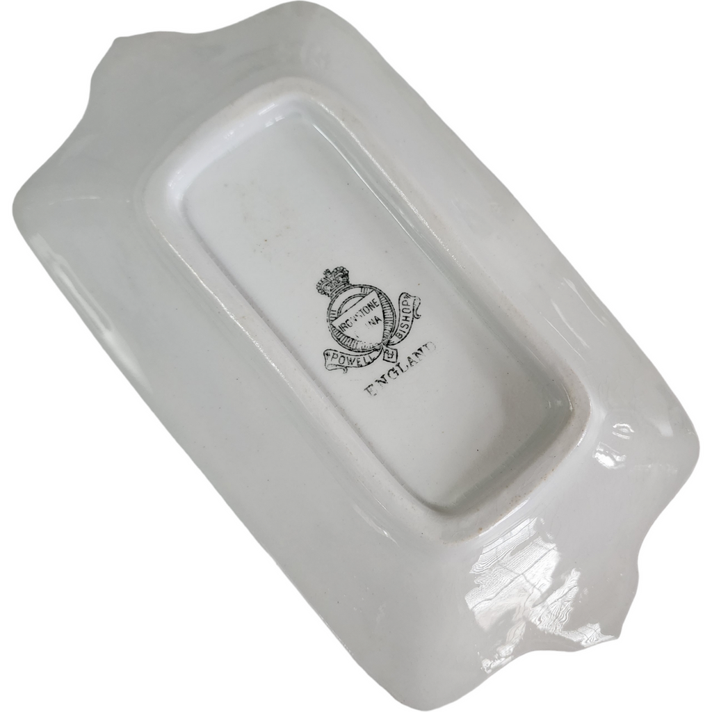 8" Powell Bishop & Stonier Royal Ironstone Tea Leaf Center And Gold Trim Farmhouse Butter Tray