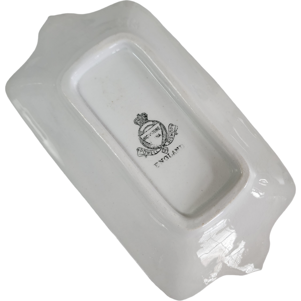 8" Powell Bishop & Stonier Royal Ironstone Tea Leaf Center And Gold Trim Farmhouse Butter Tray