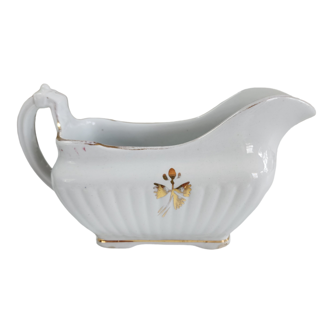 Powell Bishop & Stonier Royal Ironstone Tea Leaf Center And Gold Trim Farmhouse  Gravy Boat