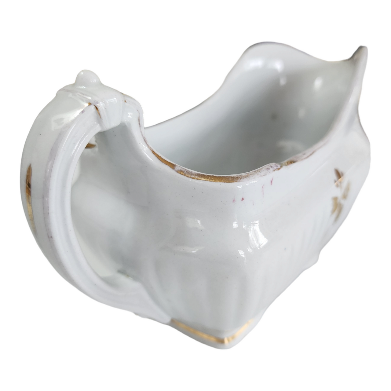 Powell Bishop & Stonier Royal Ironstone Tea Leaf Center And Gold Trim Farmhouse  Gravy Boat