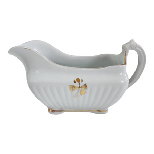 Powell Bishop & Stonier Royal Ironstone Tea Leaf Center And Gold Trim Farmhouse  Gravy Boat