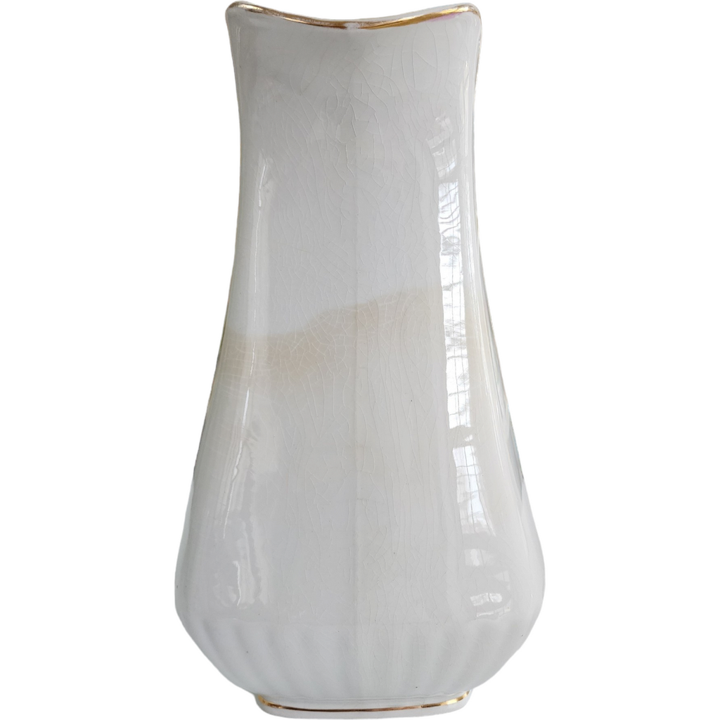 12" Powell Bishop & Stonier Royal Ironstone Tea Leaf Center And Trim Embossed Ribs Farmhouse Pitcher