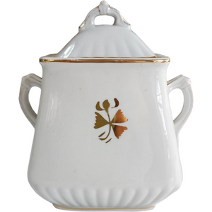 Powell Bishop & Stonier Royal Ironstone Tea Leaf Center And Gold Trim Farmhouse Sugar Bowl