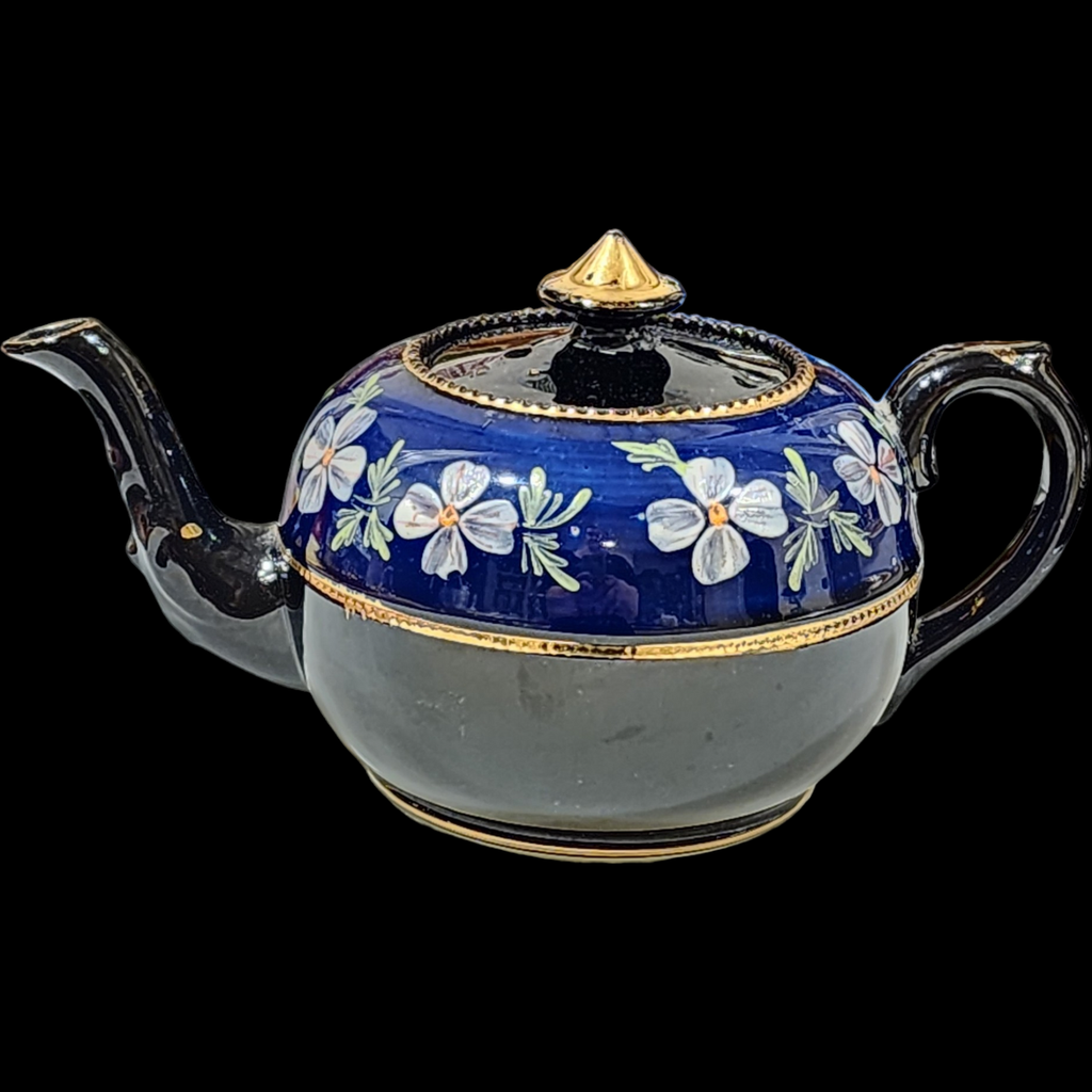 Price Bros Burslem Cobalt Blue Gilt Teapot 3+ Cups