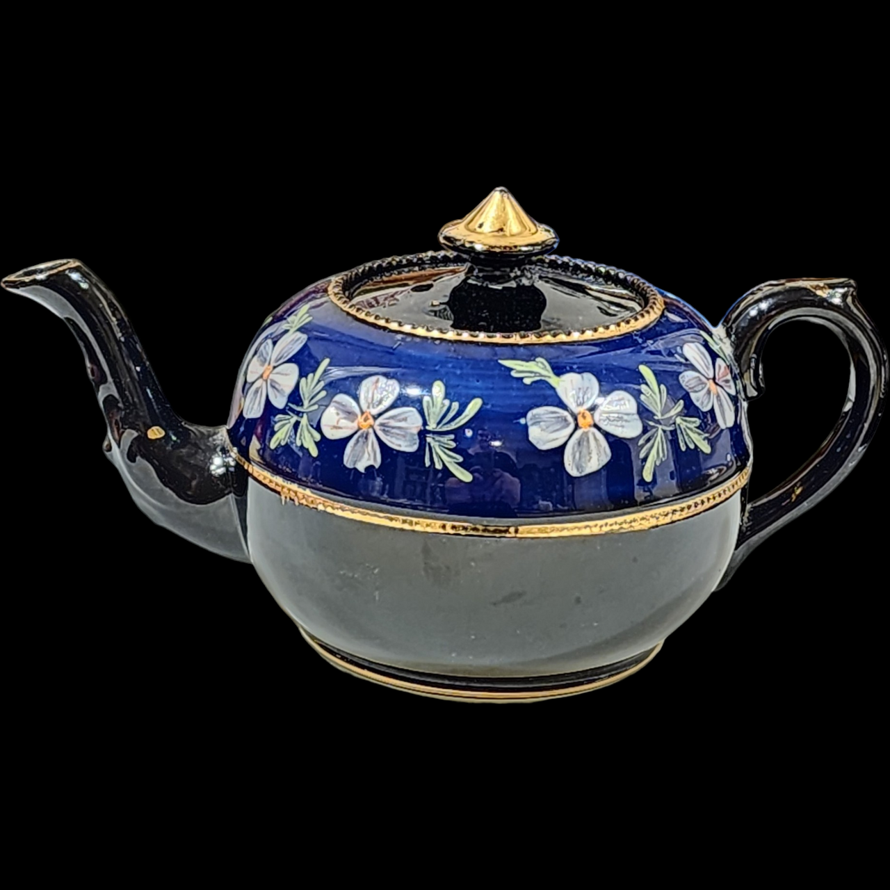Price Bros Burslem Cobalt Blue Gilt Teapot 3+ Cups
