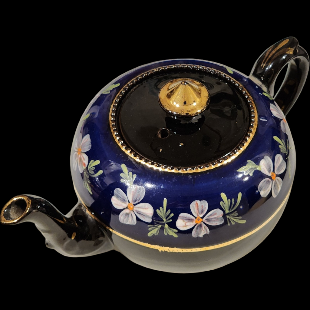 Price Bros Burslem Cobalt Blue Gilt Teapot 3+ Cups