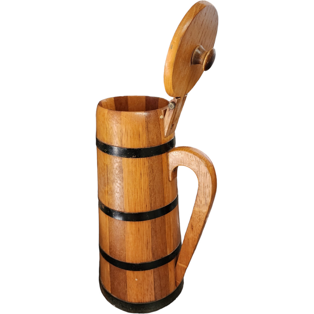 Primitive Antique Wooden Tankard Pitcher, Milk Vessel