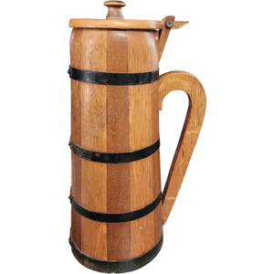 Primitive Antique Wooden Tankard Pitcher, Milk Vessel