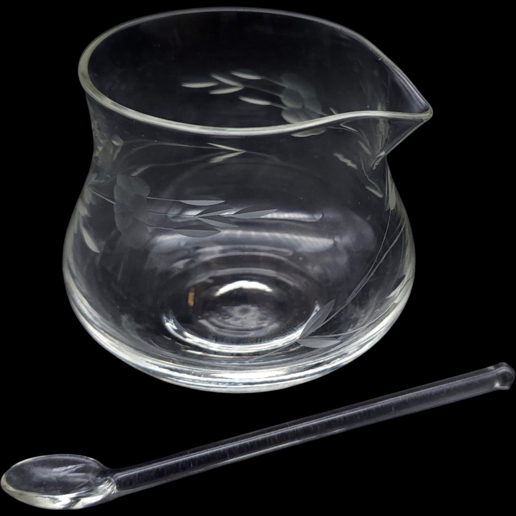 Princess House Heritage Pattern Glass Condiment Jar with Spoon