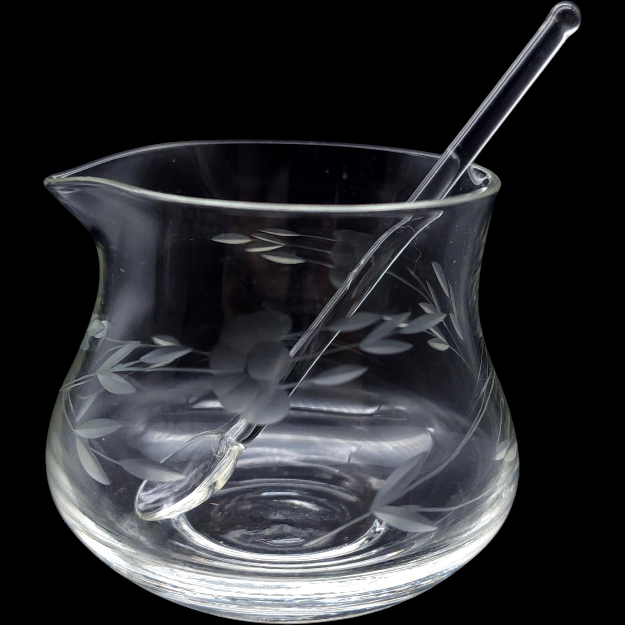 Princess House Heritage Pattern Glass Condiment Jar with Spoon