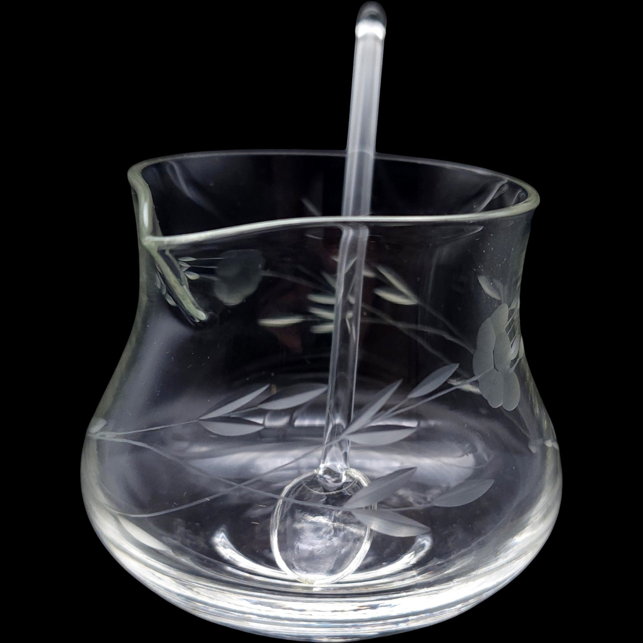 Princess House Heritage Pattern Glass Condiment Jar with Spoon