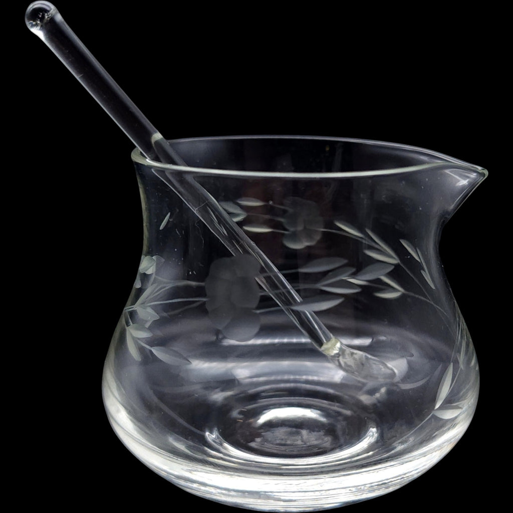 Princess House Heritage Pattern Glass Condiment Jar with Spoon