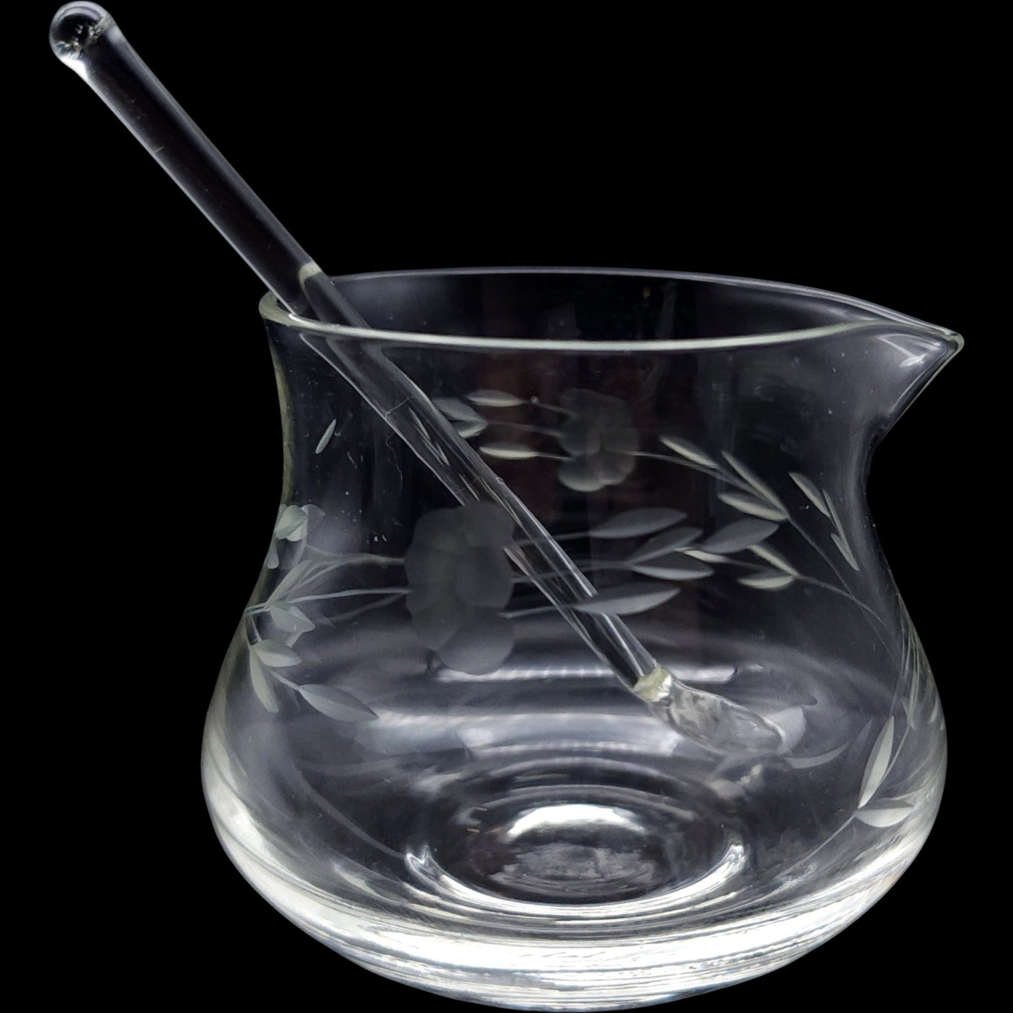 Princess House Heritage Pattern Glass Condiment Jar with Spoon