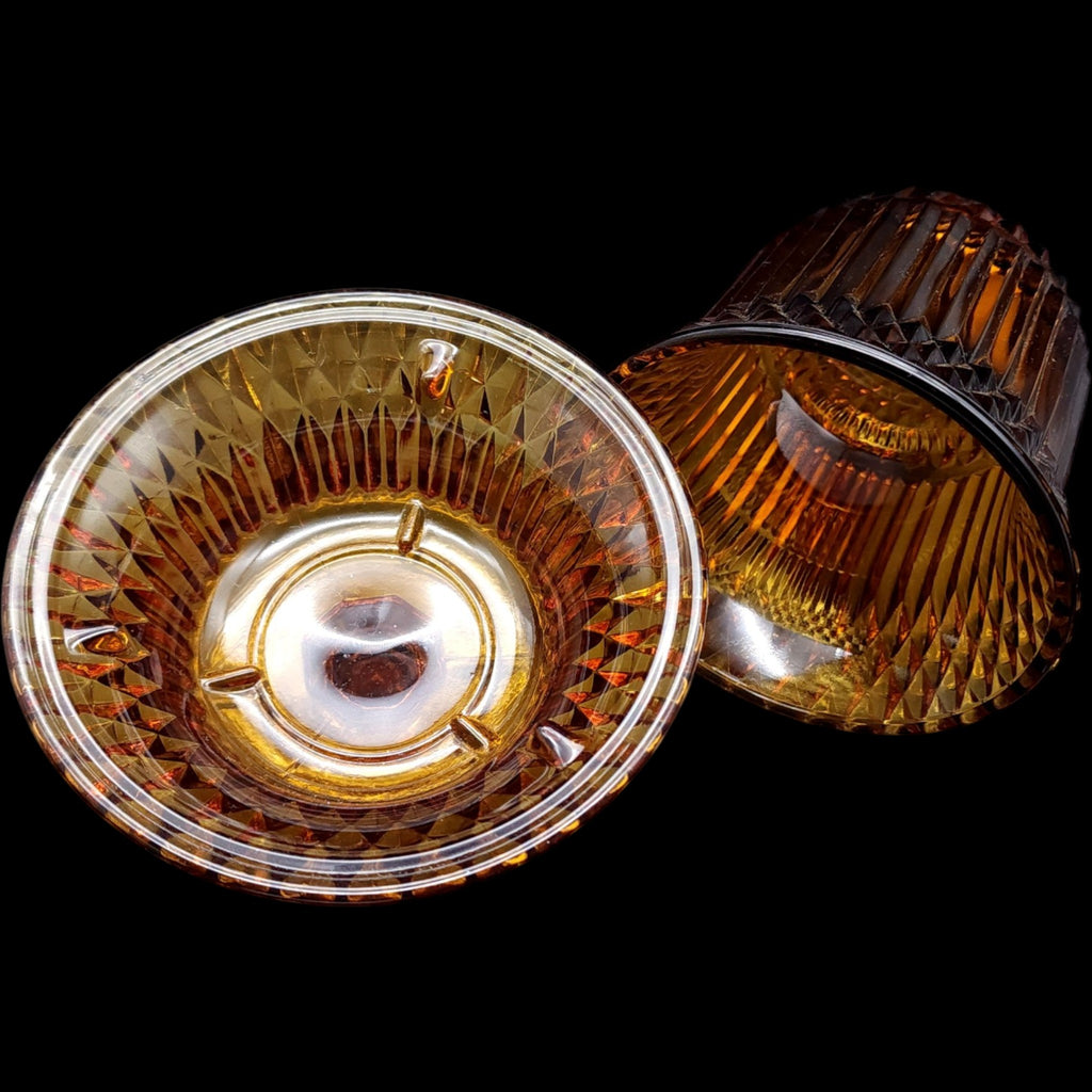 Vintage Princess House Amber Glass 2-Piece Fairy Lamp Candle Holder