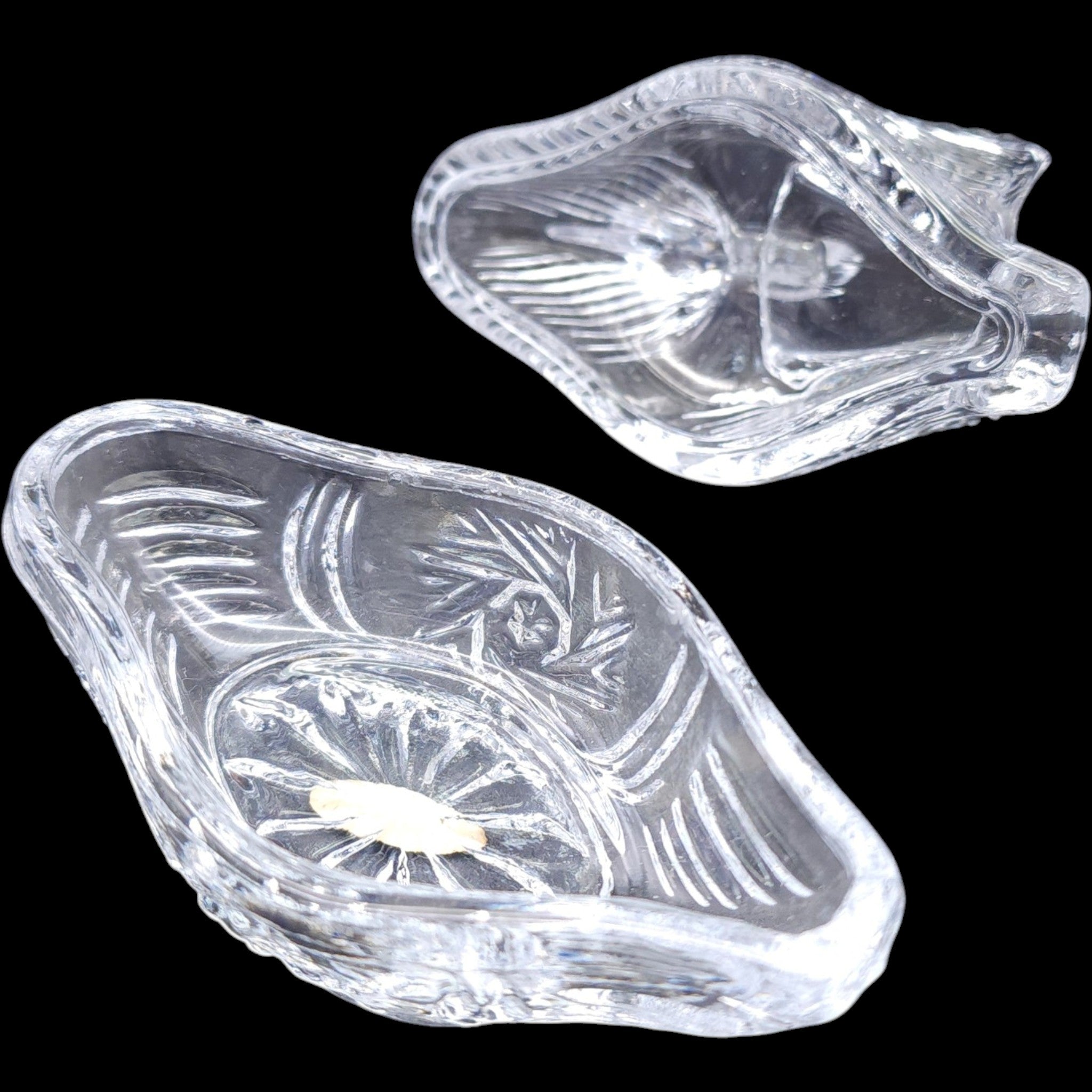Princess House Vintage Clear Crystal Glass Covered Swan Trinket Dish