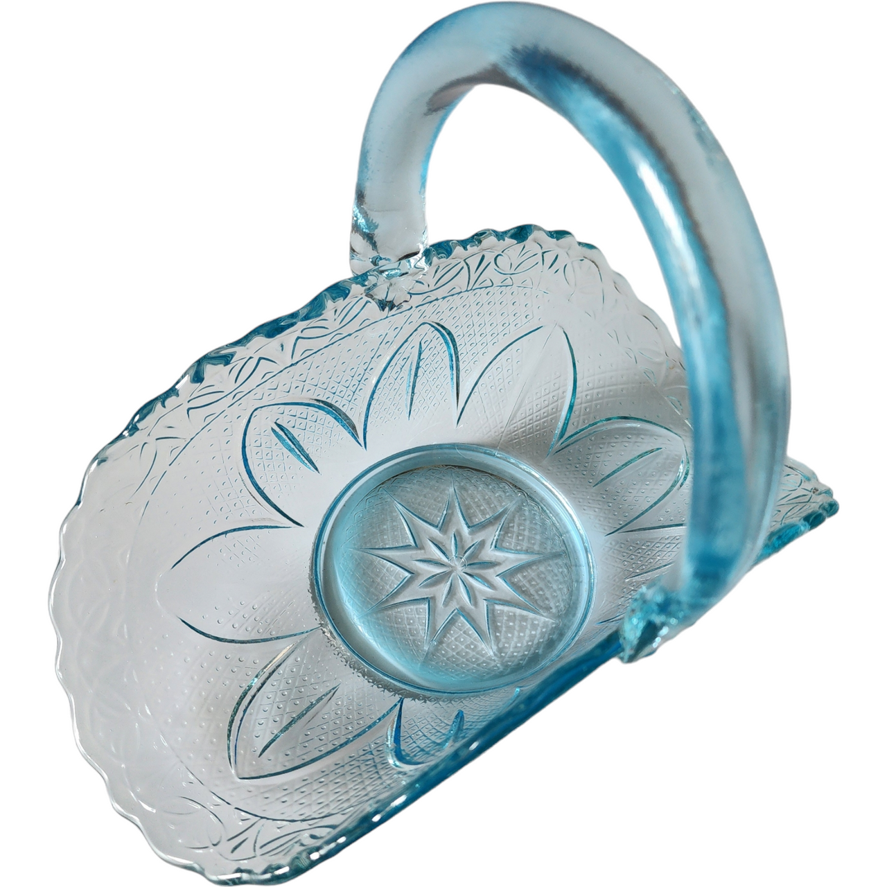 Princess House Capri Blue Textured Sandwich 7" Basket