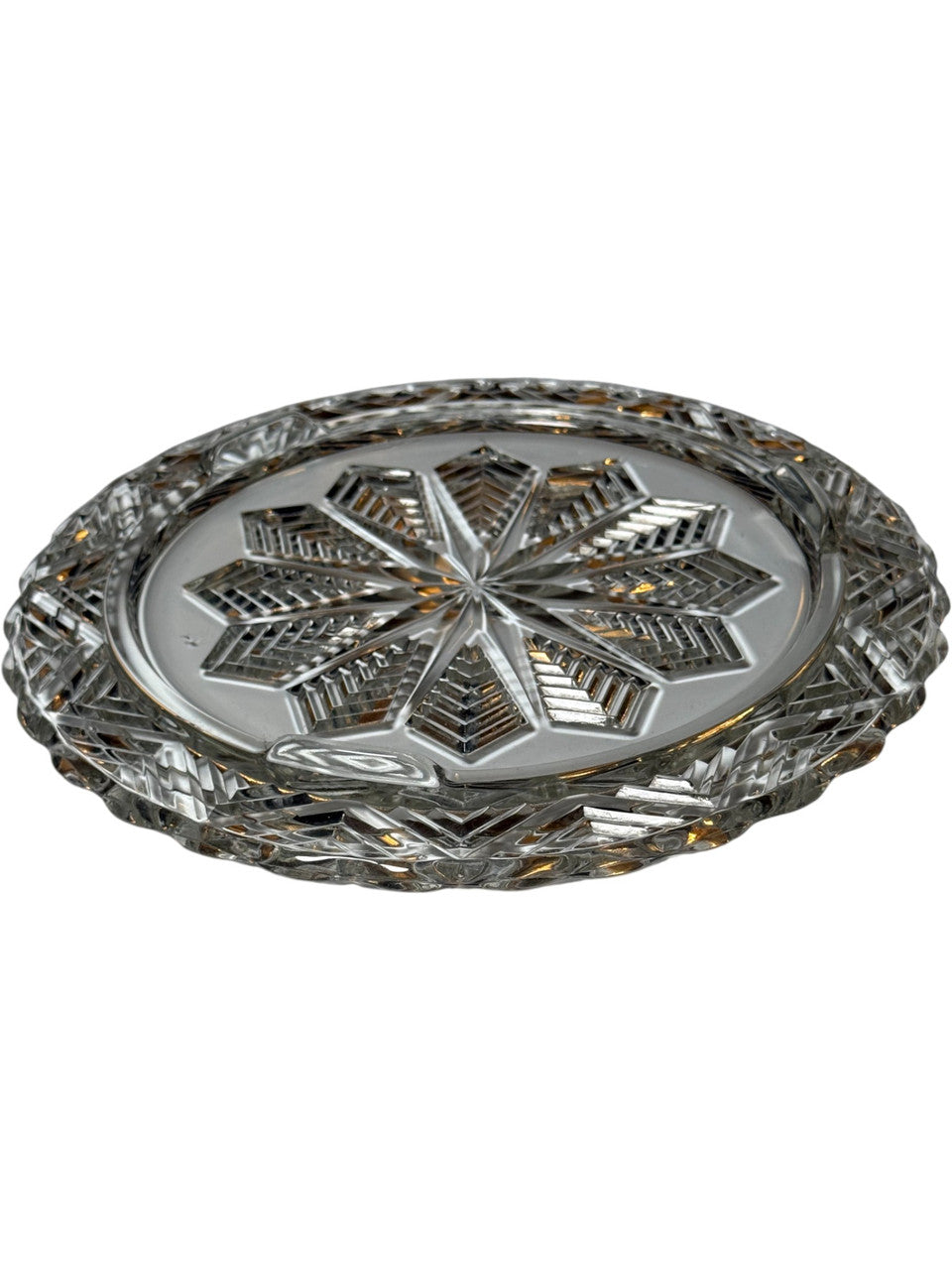 Princess House Heritage Starburst Clear Glass Pie Plate 11” Round Scalloped Edge Sunburst Floral Design
