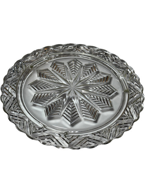 Princess House Heritage Starburst Clear Glass Pie Plate 11” Round Scalloped Edge Sunburst Floral Design