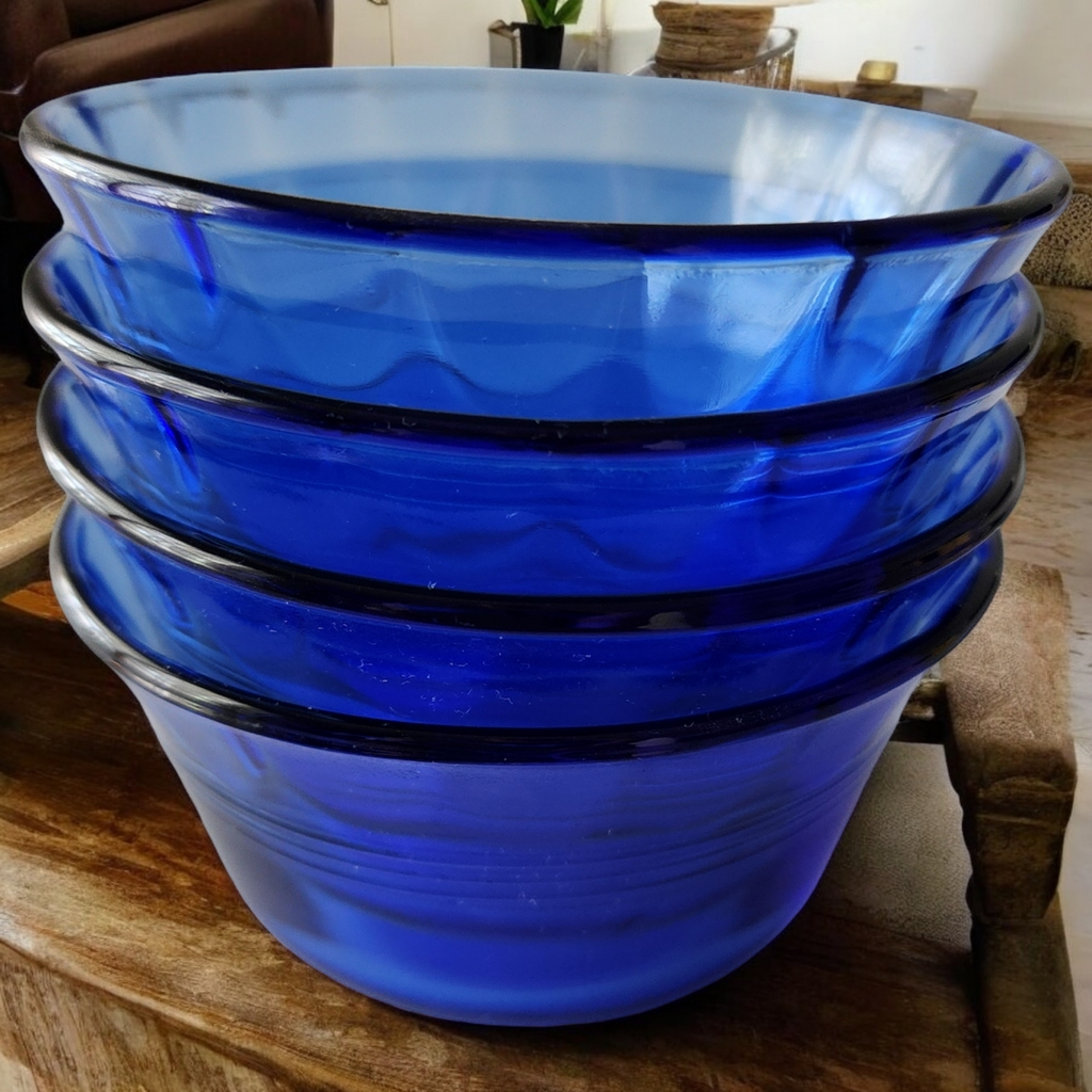 Pyrex Cobalt Blue Glass Ramekins Set of 4