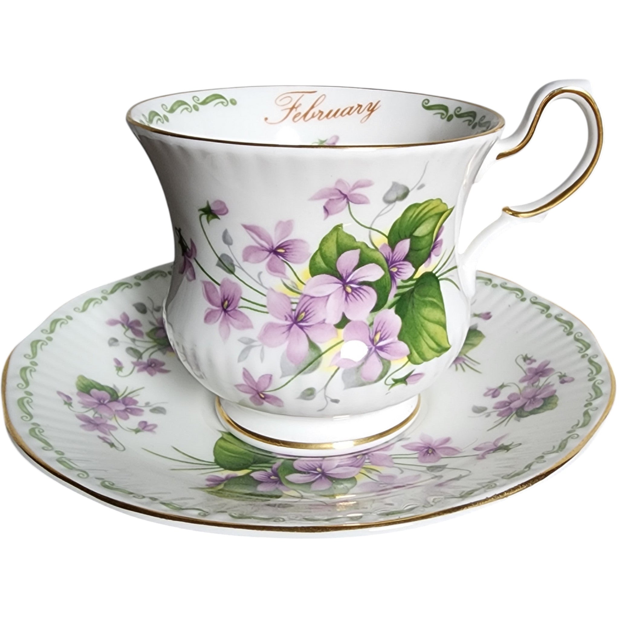 Queen's Fine Bone China Flower of the Month February Violet Teacup and Saucer Set