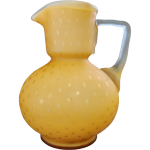 Quilted Satin Yellow Butterscotch Glass Pontil Mark Vase Pitcher