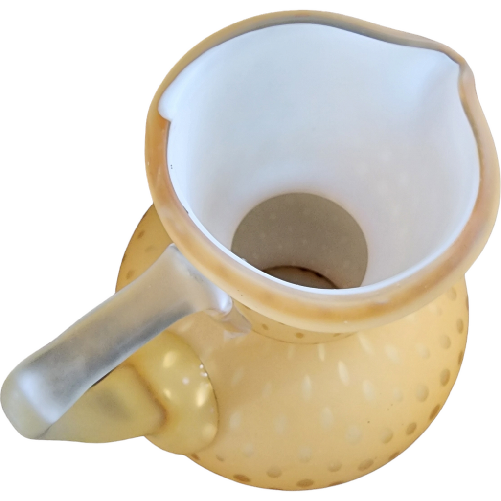 Quilted Satin Yellow Butterscotch Glass Pontil Mark Vase Pitcher