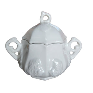 RED CLIFF White Ironstone Grape Sugar Bowl & Lid