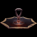 Rambler Rose 35 Rose Tint Pink Depression Glass Sandwich Tray with Handle Glastonbury-Lotus 1930s