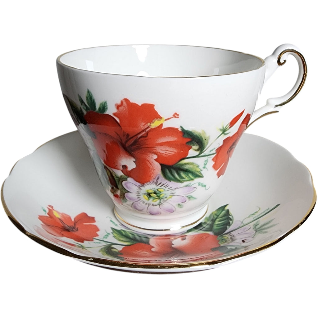 Regency British Bone China Hibiscus Cup and Saucer Set