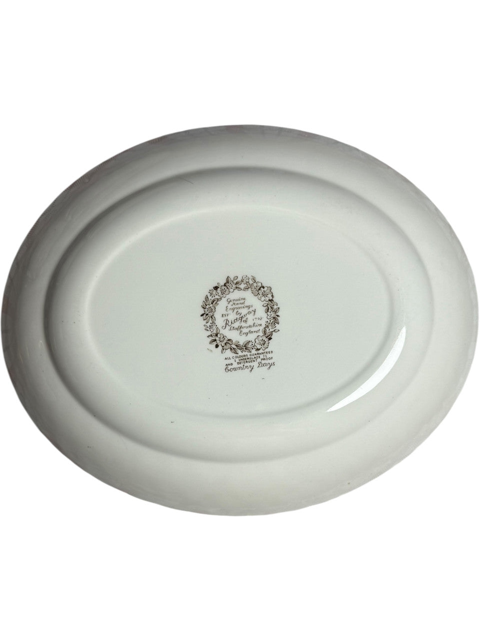 Ridgway Country Days Brown 12" Oval Serving Platter Staffordshire England