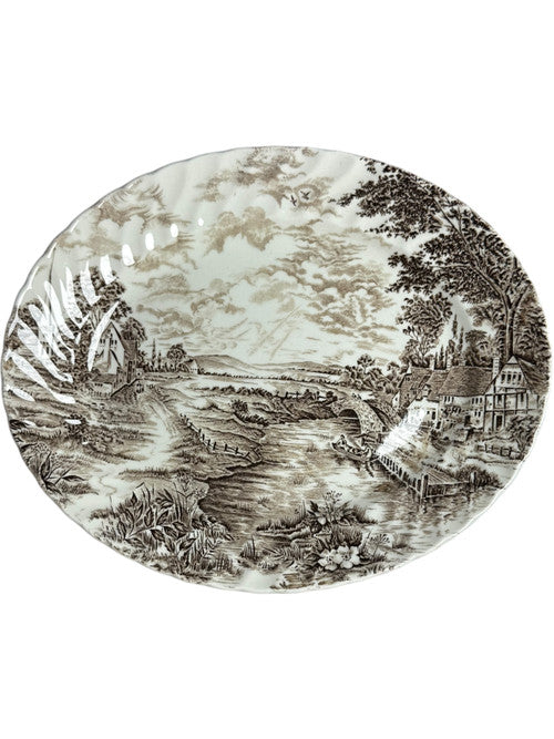 Ridgway Country Days Brown 12" Oval Serving Platter Staffordshire England