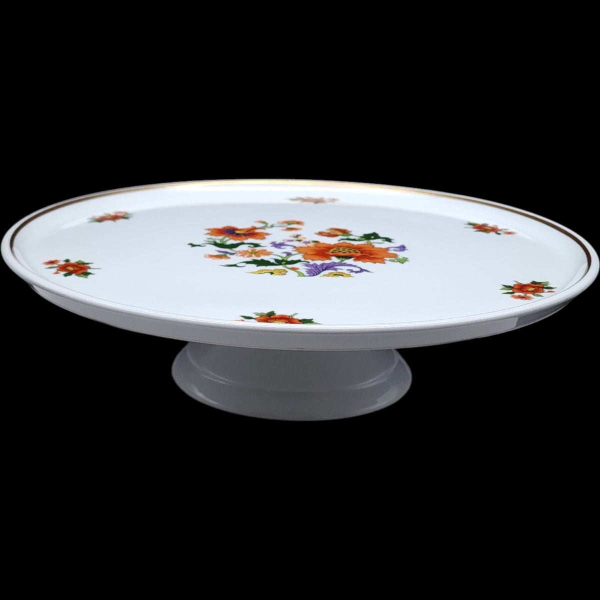 12" Rochard Limoges France Floral Pedestal Cake Stand