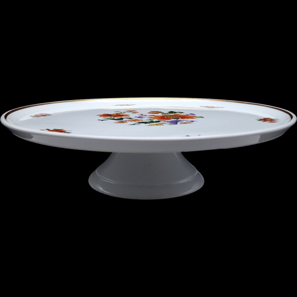 12" Rochard Limoges France Floral Pedestal Cake Stand