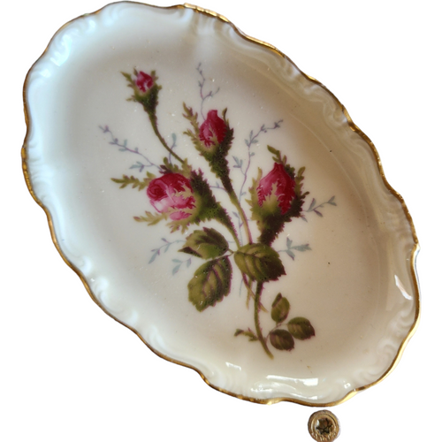 Rosenthal - Continental Pompadour Ivory Moss Rose Silver Tray