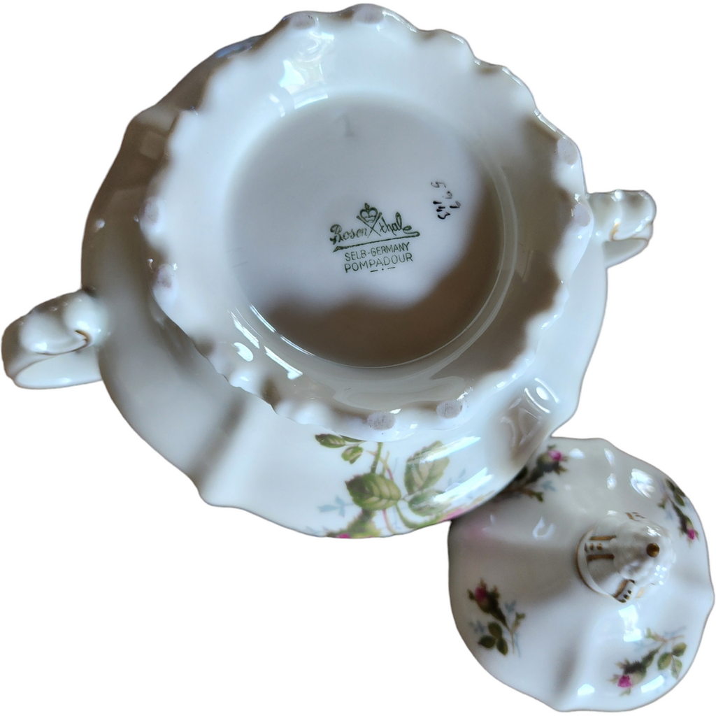 Rosenthal - Continental Pompadour Ivory Moss Rose Sugar Bowl & Lid