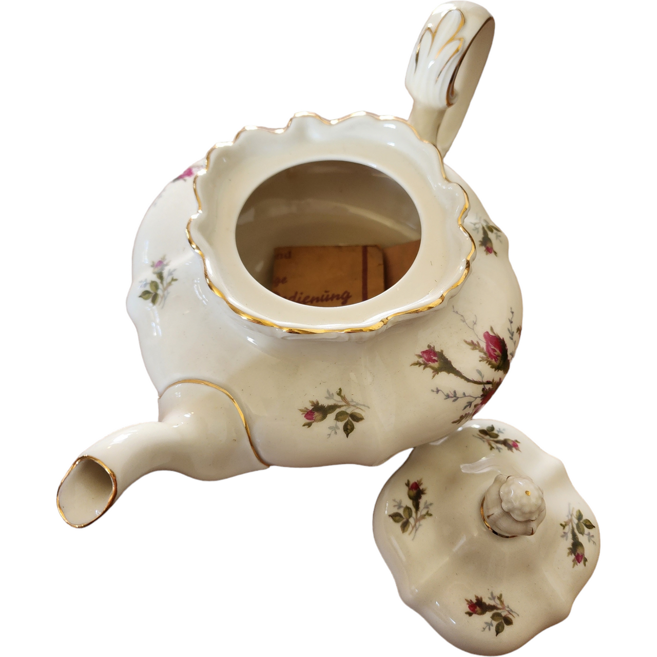 Rosenthal - Continental Pompadour Ivory Moss Rose Teapot & Lid