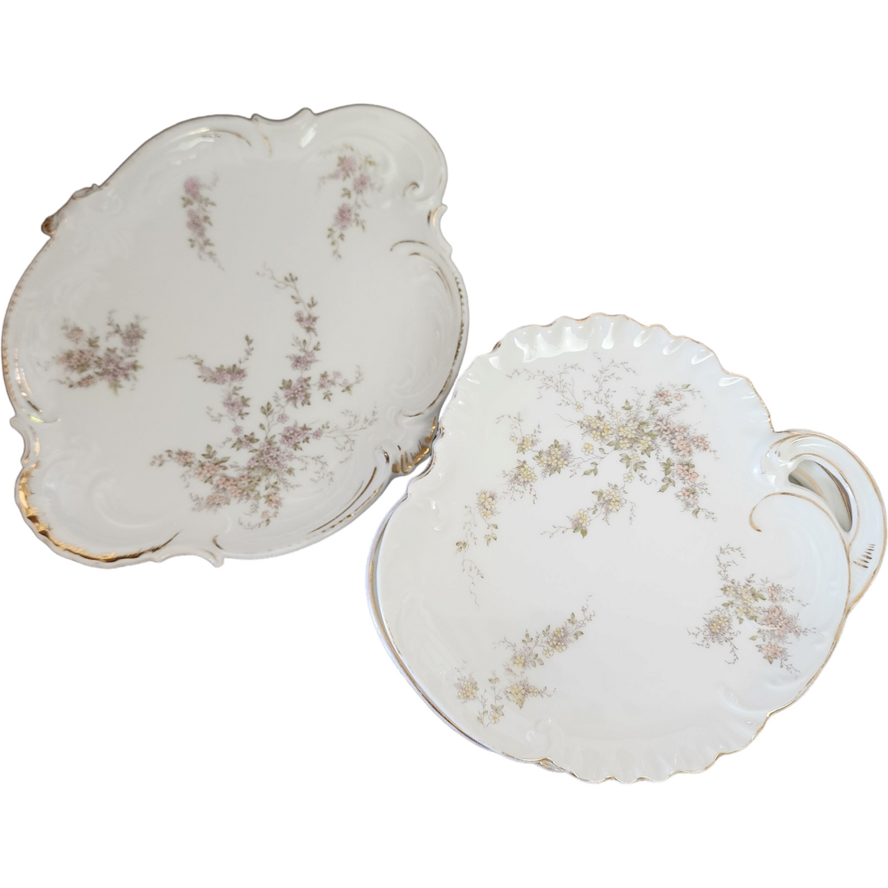 Rosenthal & Co Scalloped Edge Pink Floral Design Trinket Candy Mint Bon Bon Dish Set of 5