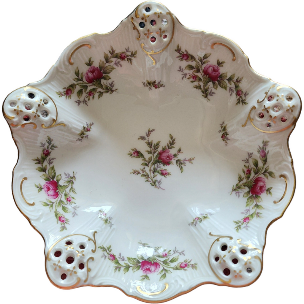 Rosenthal Continental Moss Rose Pompadour Ivory Large Pierced Candy Dish