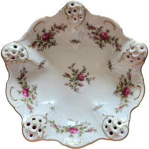 Rosenthal Continental Moss Rose Pompadour Ivory Large Pierced Candy Dish