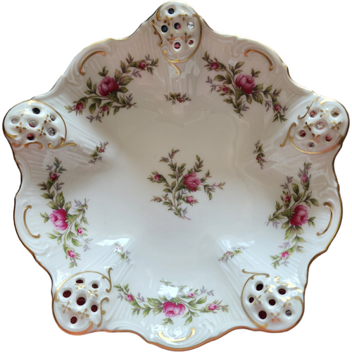 Rosenthal Continental Moss Rose Pompadour Ivory Large Pierced Candy Dish