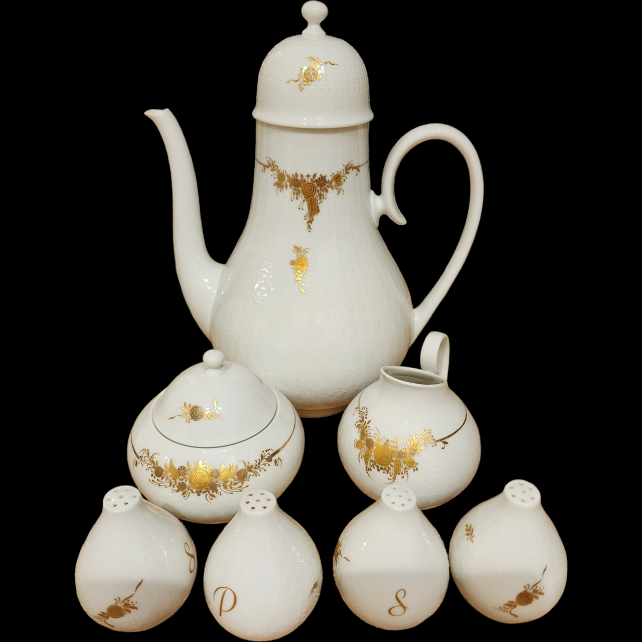 Rosenthal Germany Medley Porcelain Dinnerware & Coffee Set White with Gold Floral Design 60+ Piece Service for 6–12